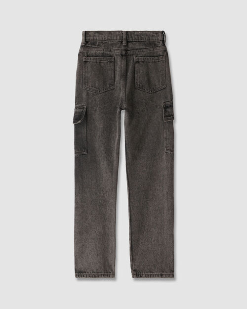 Jeans Straight Cargo Gris
